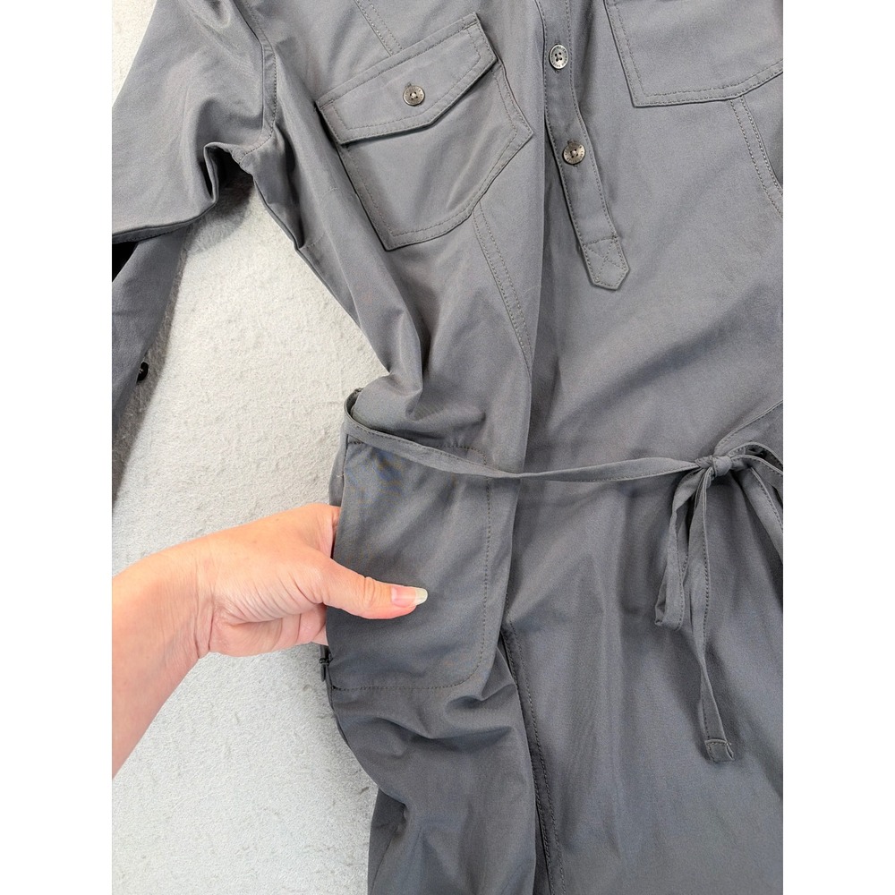 Eddie Bauer Travex Gray Shirt Dress Womens Small Long Sleeve Roll Tab Hiking - Picture 3 of 11